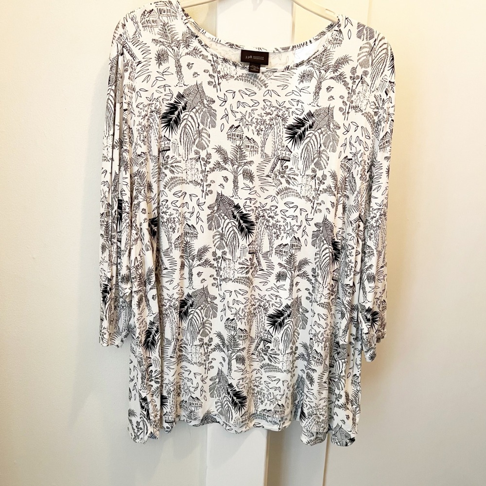 J. Jill Wearever Collection Tropical Print Top‎ 3X Rayon Lycra Spandex Travel